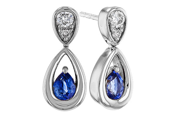 F292-94222: EARRINGS .42 SAPPHIRE .54 TGW (4x3 SAPP)